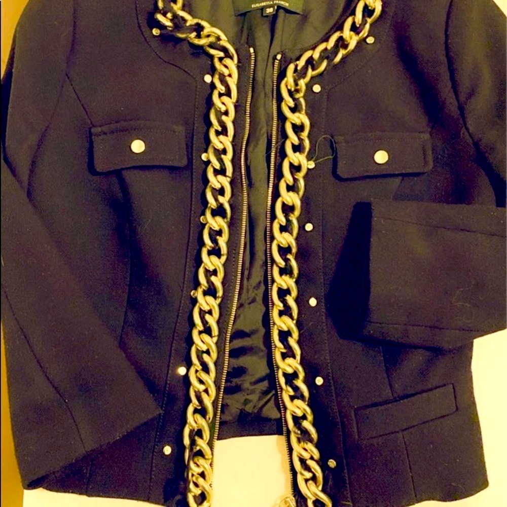 Vintage Black jacket Elisabeta Franchi , 3/4 of sleeves, Size XS - Picture 2 of 3